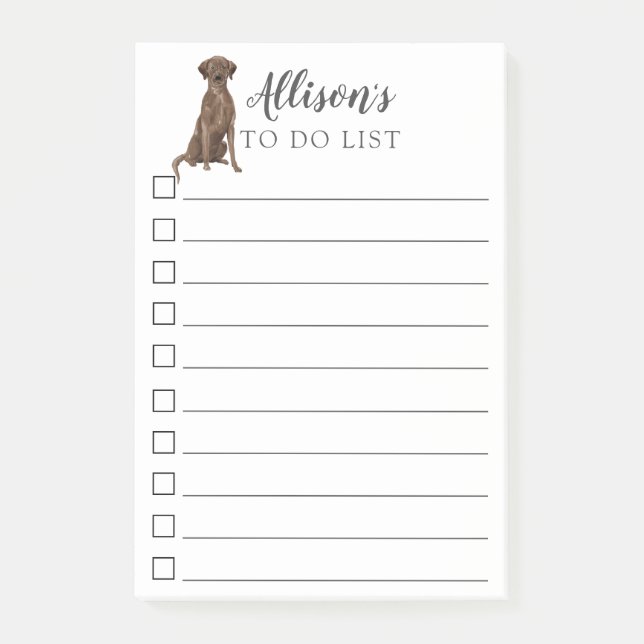 Brown Labrador Dog Personalised To Do List Post-it Notes (Front)