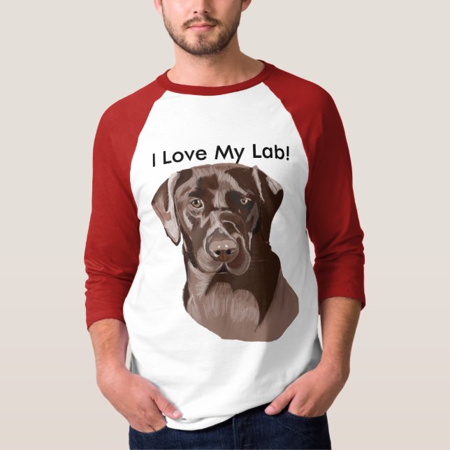 Brown Labrador" I Love My Lab" T-Shirt (Front)