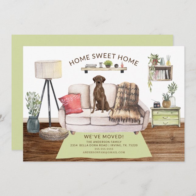 Brown Labrador Retriever Dog Moving Announcement (Front/Back)