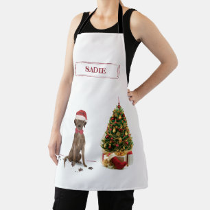 Brown Labrador Retriever Funny Christmas Dog Tree Apron