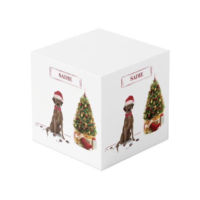 Brown Labrador Retriever Funny Christmas Dog Tree Cube (Front Angled)