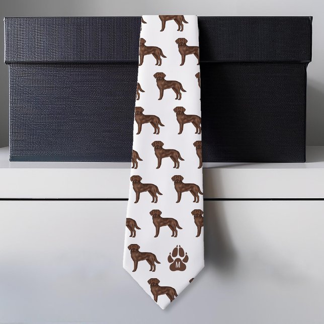 Brown Labrador Retriever Pattern Custom Monogram Tie (Please note: This image is a digital mockup.)