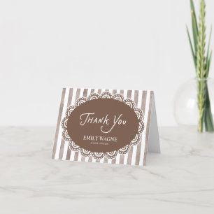 Brown Lace Bridal Shower Thank You Card