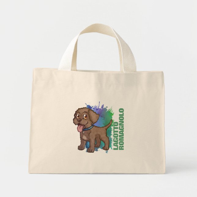 Brown Lagotto Romagnolo Cartoon Puppy Dog Mini Tote Bag (Front)
