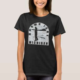 Brown Lake Ice Fishing Michigan T-Shirt