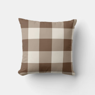 Brown Large Chequered Gingham Cushion