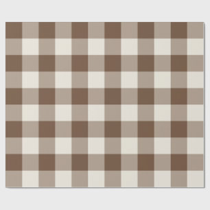 Brown Large Chequered Gingham Wrapping Paper
