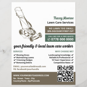 Brown Lawn-Mower, Lawn Care Services Flyer