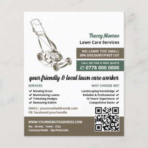 Brown Lawn-Mower, Lawn Care Services Flyer