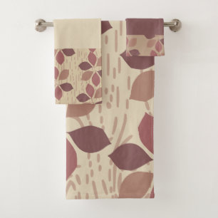 Brown Leaf Bath towel set