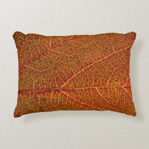 Brown leaf in close up photography decorative cushion