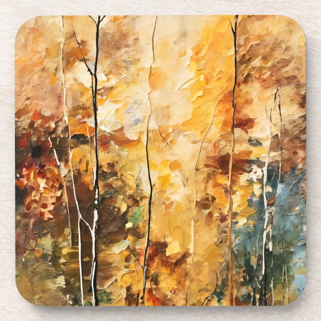 Brown Leaf  Nature Serenity Abstract Art Coaster (Front)