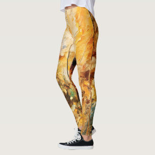 Brown Leaf Nature Serenity Abstract Art Leggings