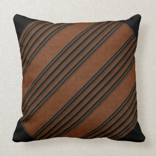 Brown Leather And Black Cushion