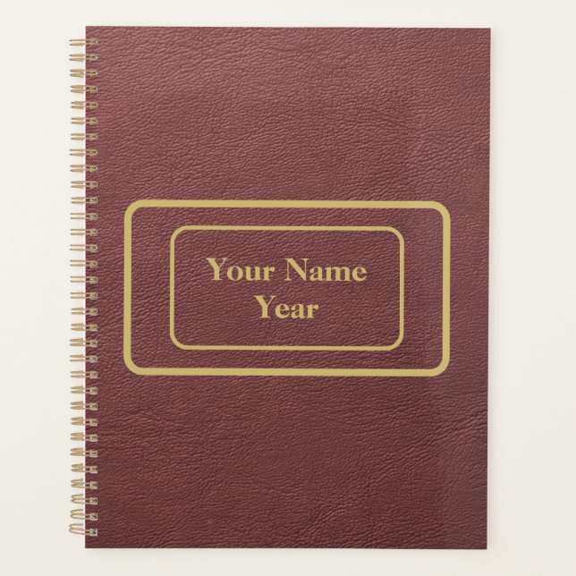 Brown Leather and Gold Frames Planner (Front)
