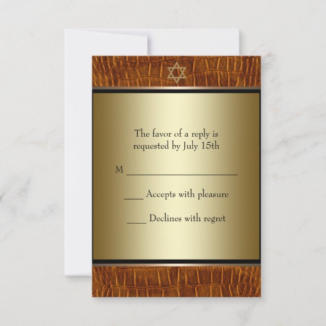 Brown Leather Black Bar Mitzvah RSVP (Front)