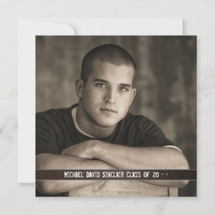 Brown Leather Boys Photo Graduation Announcement