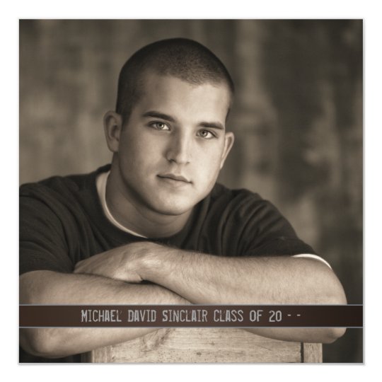 Brown Leather Boys Photo Graduation Announcement