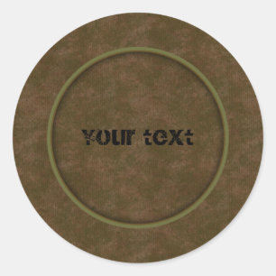 Brown Leather Classic Round Sticker
