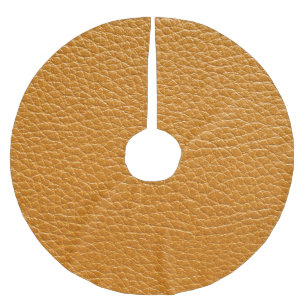 Brown Leather, Closeup Texture Background. Brushed Polyester Tree Skirt