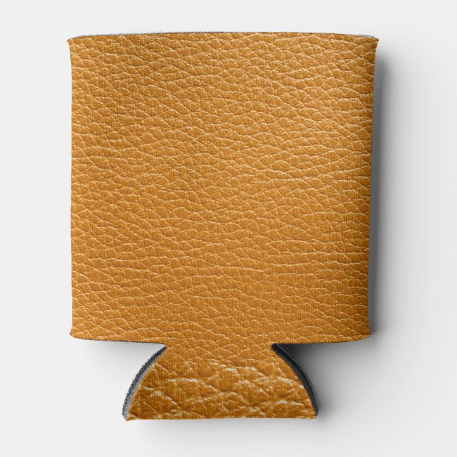 Brown Leather, Closeup Texture Background. Can Cooler (Front)