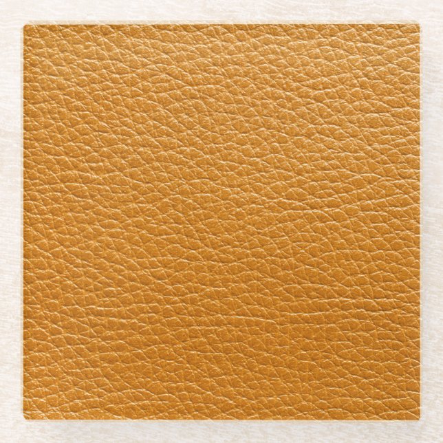 Brown Leather, Closeup Texture Background. Glass Coaster (Front)