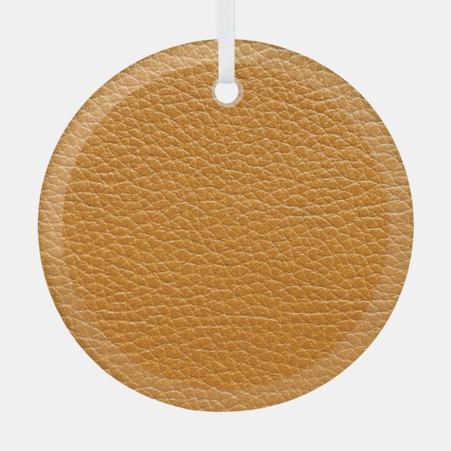 Brown Leather, Closeup Texture Background. Glass Tree Decoration (Front)