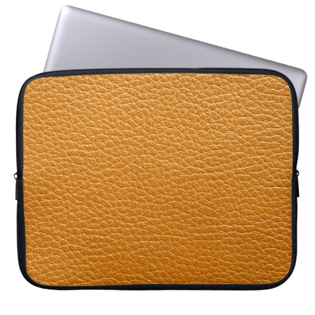Brown Leather, Closeup Texture Background. Laptop Sleeve (Front)