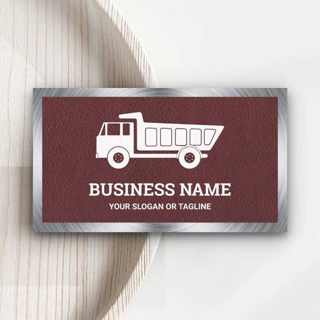 Brown Leather Construction Hauling Dump Truck Business Card (Creator Uploaded)