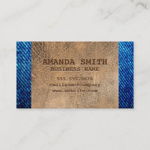 Brown Leather Denim Business Card