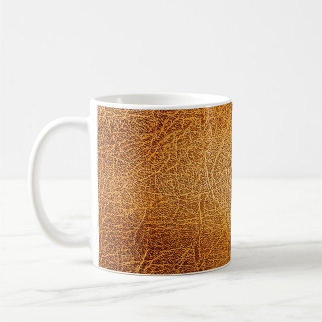 Brown Leather: Detailed Texture Closeup Coffee Mug (Left)