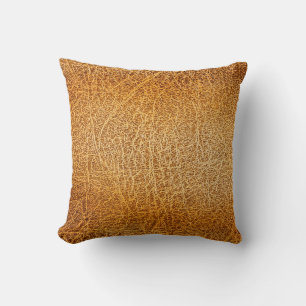 Brown Leather: Detailed Texture Closeup Cushion