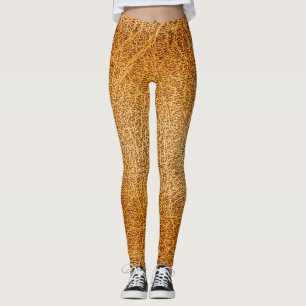 Brown Leather: Detailed Texture Closeup Leggings