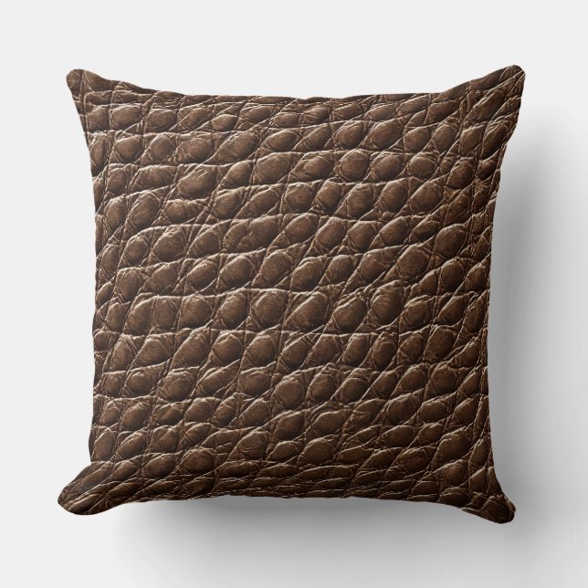 Brown leather effect pattern cushion (Front)