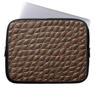Brown leather effect pattern laptop sleeve