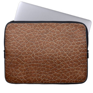 Brown leather effect pattern laptop sleeve