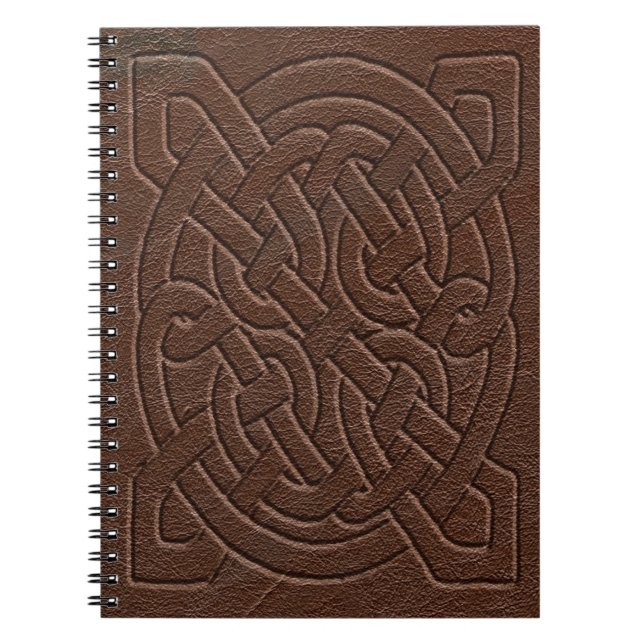 Brown Leather Embossed Celtic Knot Notebook (Front)