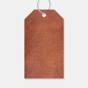 Brown leather gift tags