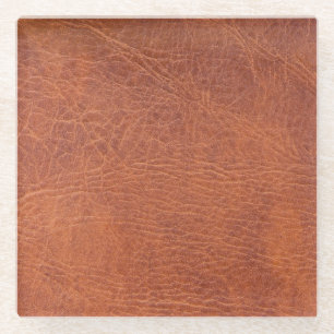 Brown leather glass coaster