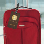 Brown leather gold business company logo name luggage tag<br><div class="desc">Brown faux leather print as background.  Personalise and add you business logo,  name and contact details.</div>