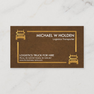 Brown Leather Grunge Gold Truck Box Transportation Business Card