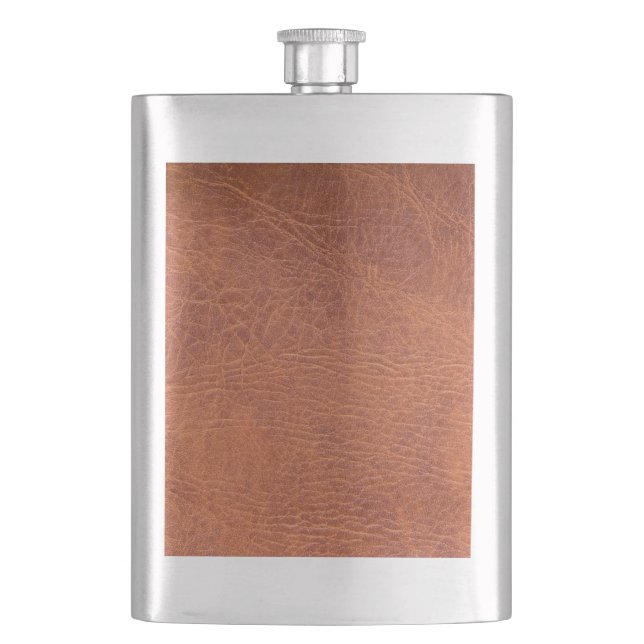 Brown leather hip flask (Front)