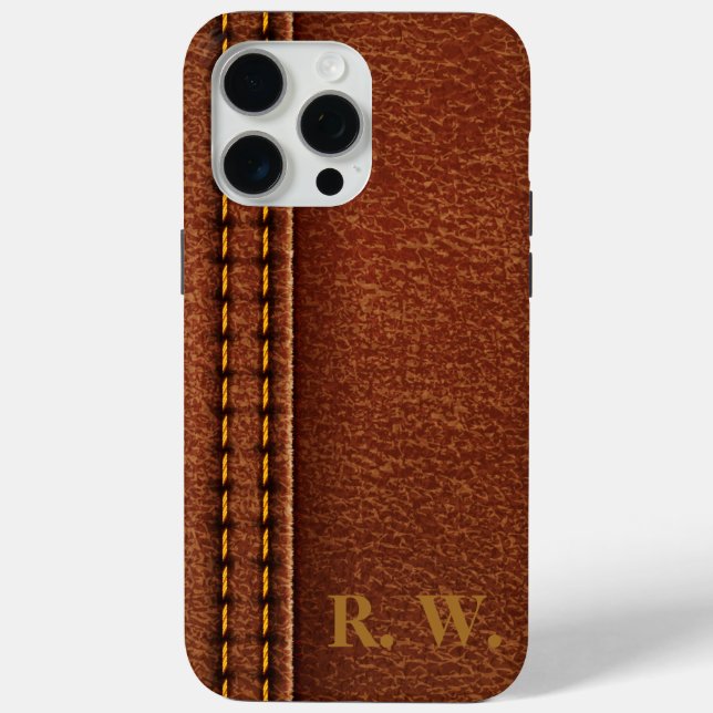 Brown Leather Like Monogram  Case-Mate iPhone Case (Back)