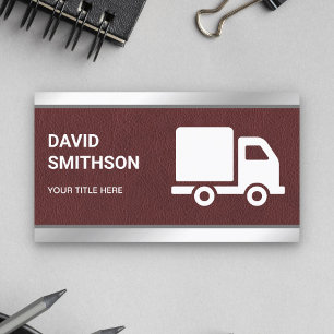 Brown Leather Logistics Transportation Cargo Truck Business Card