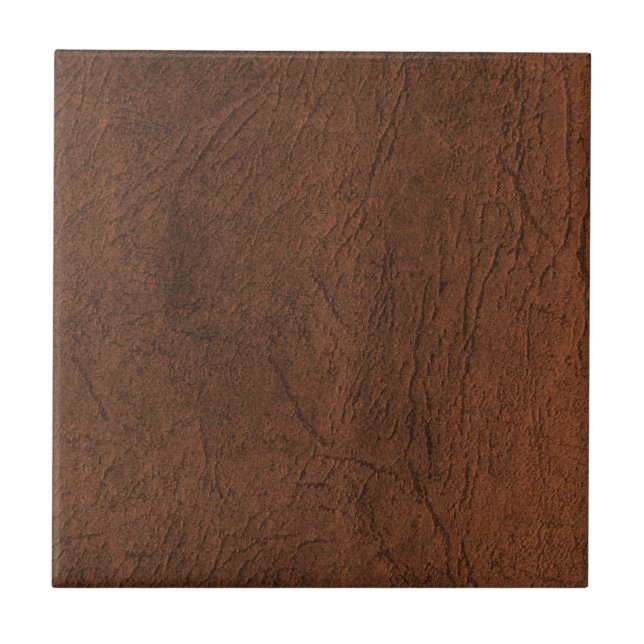 Brown Leather Look Ceramic Tile (Front)