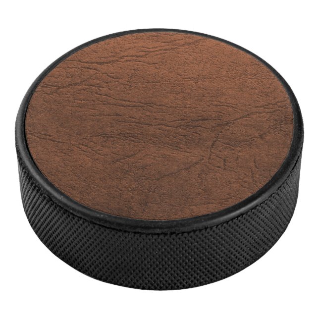 Brown Leather Look Hockey Puck (3/4)