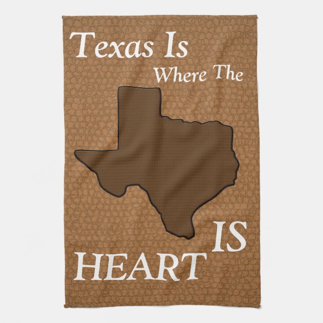 Brown Leather Look Texas Tea Towel (Vertical)