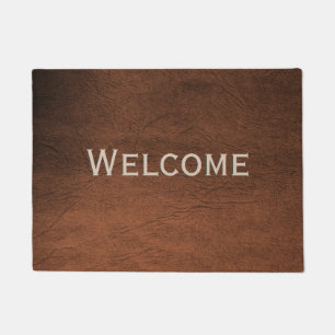 Brown Leather Look welcome Mat