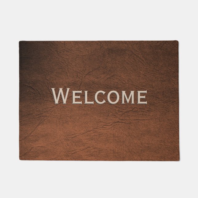 Brown Leather Look welcome Mat (Front)