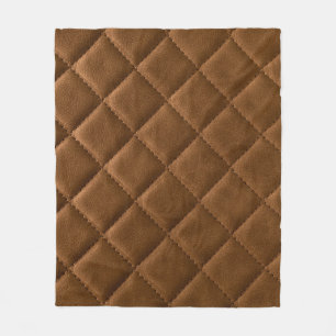 Brown leather, rhombus pattern drawing fleece blanket